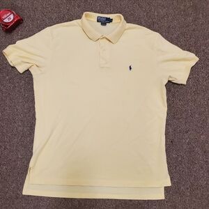 Polo Ralph Lauren Shirt Mens Large Polo Light Yellow Preppy Casual Logo Cotton
